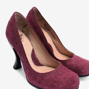 John Fluevog 'Attention Paris' Burgundy Pump Heels - Women's Size 12